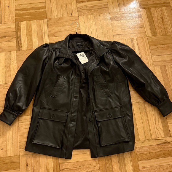 Black Leather Belted Jacket - Picture 4 of 4